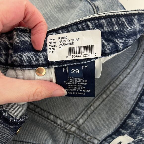 Fidelity Harley High Rise Denim Shorts 29 Raw Hem 5” Inseam Button Fly NWOT - Picture 4 of 10
